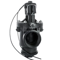 Side profile of P220-27-04 1-inch valve showing female x female inlet threads, Schrader port, and compact EZReg dial.