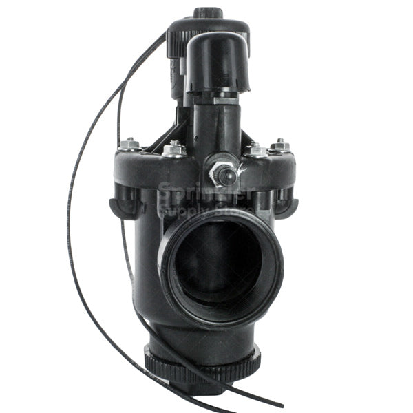 Side profile of P220-27-04 1-inch valve showing female x female inlet threads, Schrader port, and compact EZReg dial.