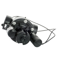 Underside view of the P220-27-04 1-inch angle valve showing diaphragm access area and robust glass-filled nylon body.