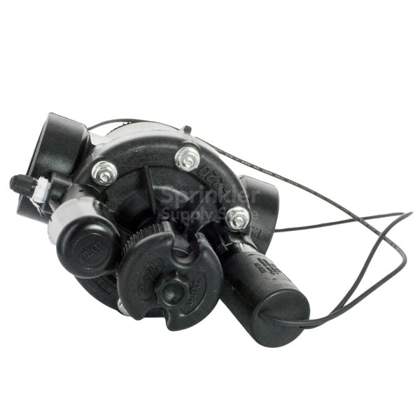 Underside view of the P220-27-04 1-inch angle valve showing diaphragm access area and robust glass-filled nylon body.