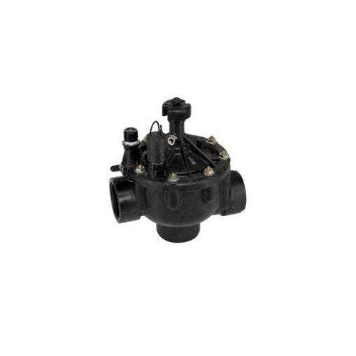 Toro P220-27-08 2-inch in-line electric valve — glass-filled nylon body with EZReg pressure regulator and Schrader access.