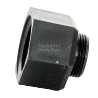 Side view of Rain Bird PA8S shrub adapter highlighting durable thermoplastic body and fine nozzle threads for secure fit.