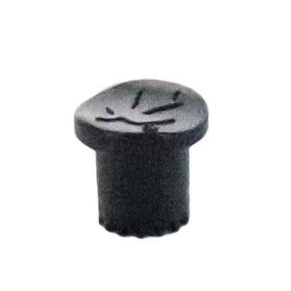 Top view of black PC Diffuser Cap (PC-DIFFUSER) showing diffuser openings and UV-resistant polyethylene construction for outdoor irrigation.