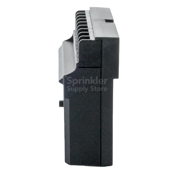 Side and top view of the PCM-900 module highlighting venting, connector alignment, and durable housing for outdoor controller environments.