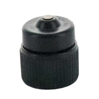 Front view of Rain Bird PCT05 light-brown pressure-compensating threaded bubbler showing the 1/2-inch FPT threaded inlet and color-coded cap.