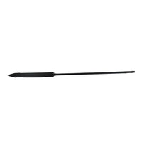 Rain Bird PolyFlex riser and 7-inch stake assembly on white background, full 12-inch riser shown, black UV-resistant HDPE.