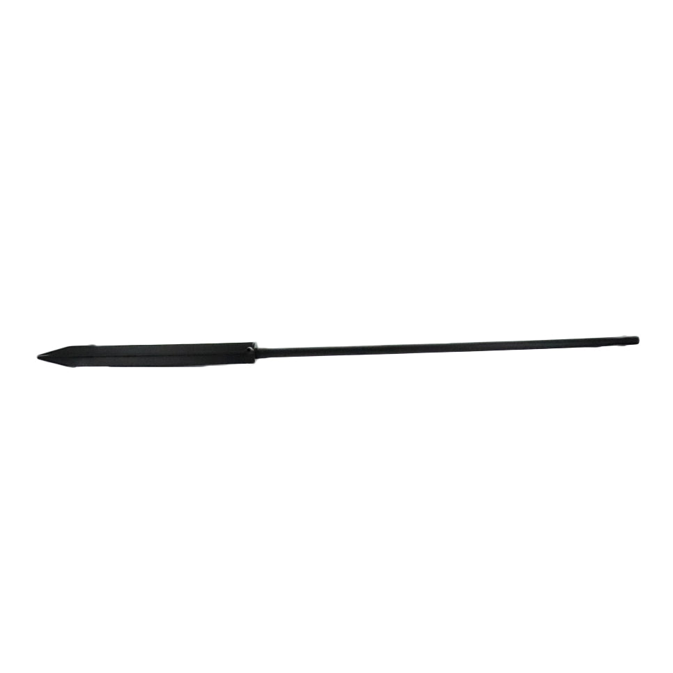 Rain Bird PolyFlex riser and 7-inch stake assembly on white background, full 12-inch riser shown, black UV-resistant HDPE.