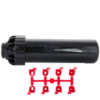 Close-up of Hunter PGJ-04 rotor nozzle rack and factory-installed 2.0 nozzle, illustrating nozzle sizes and quick-change design.