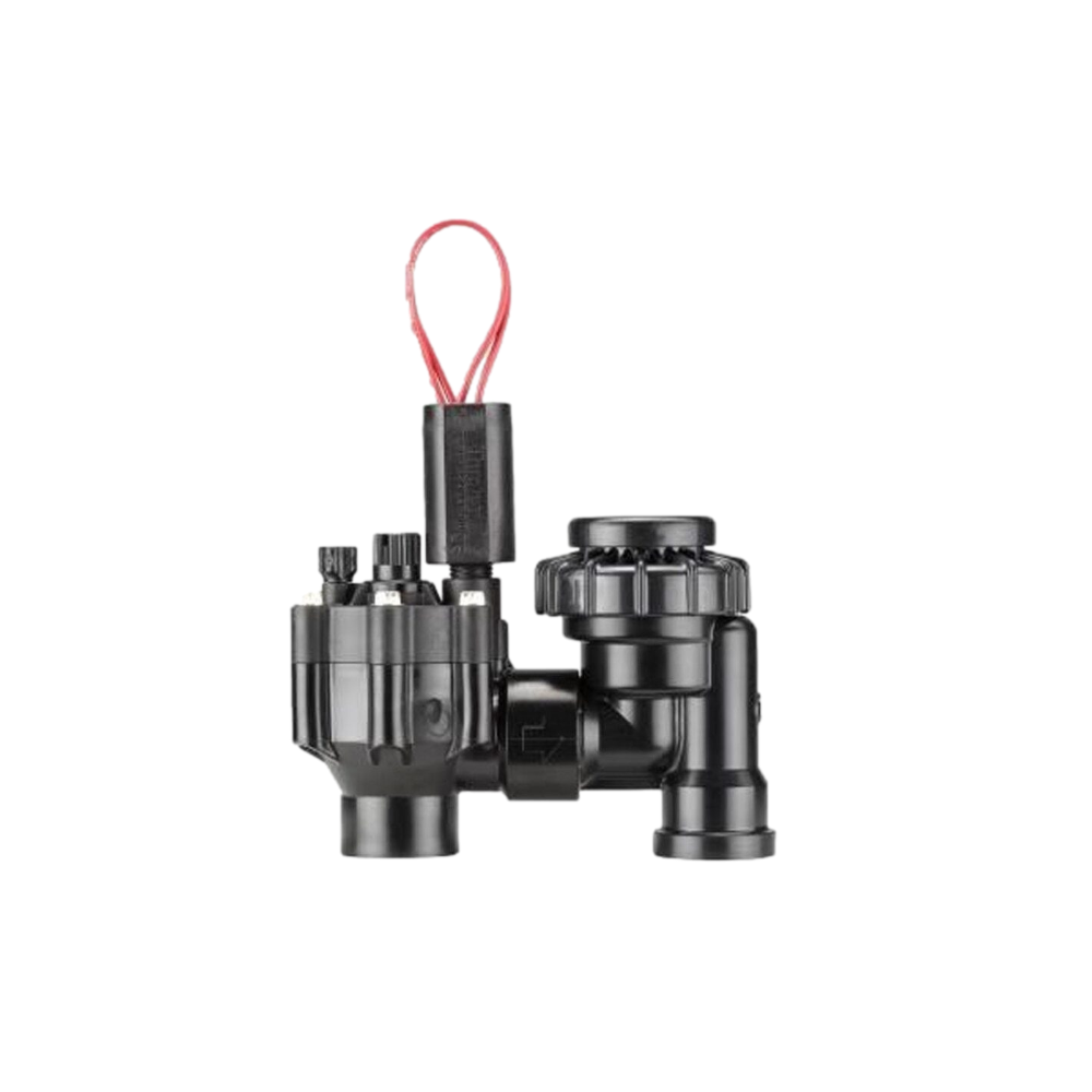 Front view of Hunter PGV-ASV 3/4-inch PVC anti-siphon irrigation valve showing solenoid actuator, bonnet and FNPT inlet.