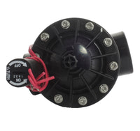 Side profile of Hunter PGV-151 irrigation valve highlighting the bonnet screws, diaphragm housing, and threaded inlet for pipe connection.