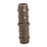 Hunter PLD-CPL 17mm barb coupling displayed against white background to show scale, shape and durable glass-filled polypropylene construction.