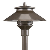 Bronze metallic FX PL Path Light LED top assembly shown front profile with visible LED aperture and mounting flange, studio background.