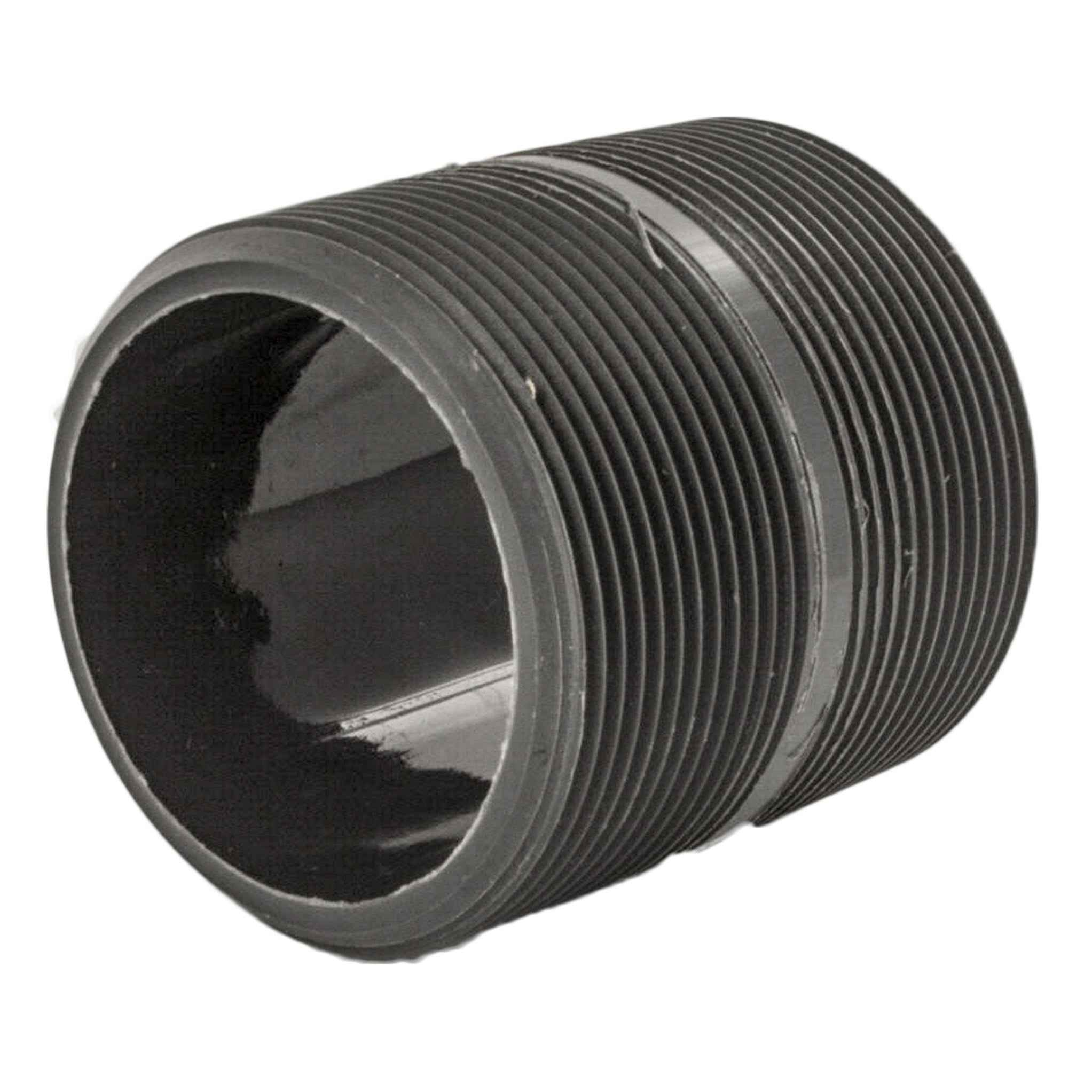 Side view close-up of the 2" Sch 80 nipple highlighting thread profile and heavy-wall construction for pressure applications.