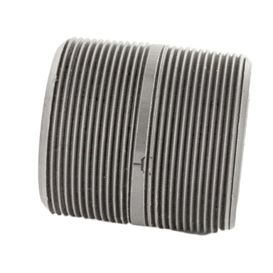 Angled product shot of DURA 1-1/2" Schedule 80 PVC close nipple (TBE), showing threaded both ends and external profile, on white background.