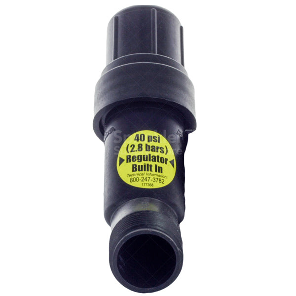 Close-up of Rain Bird PRF100RBY showing the removable cap, sealing O-ring and stainless-steel 200 mesh screen element for easy cleaning.