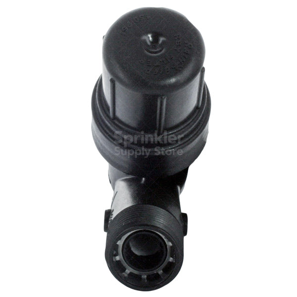 Side view of Rain Bird PRF100RBY 1-inch pressure-regulating RBY filter illustrating compact Y-body, male threaded ends, and robust construction.