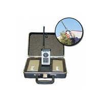 Irritrol Pro Max complete remote kit with handheld transmitter, receiver, connector cable, and padded carrying case, front view.