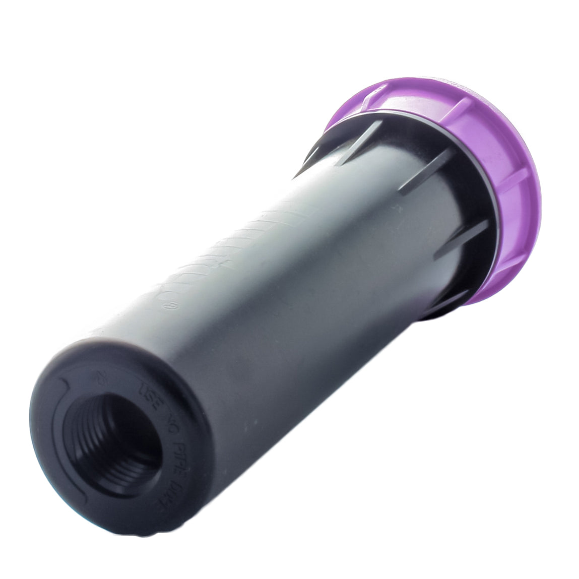 Hunter Pro-Spray PRS30 4" pop-up shown with reclaimed-water identification cap (purple) and notes compatible female-thread spray nozzles (sold separately).