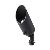 Close-up of Pro-Trade BUL1 up light in black finish with MR16 LED installed, showing housing, trim, and beam direction for accent illumination.