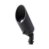 Black Pro-Trade BUL1 aluminum uplight with 3W 2700K MR16 LED, clear tempered lens, dual silicone O-ring seal, and ABS slotted ground stake visible beneath the fixture.