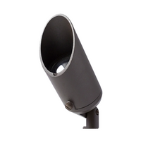 Bronze Pro-Trade BUL1 up light with aluminum housing and preinstalled 3W 2700K MR16 LED, shown mounted on included ABS ground stake for landscape accents.
