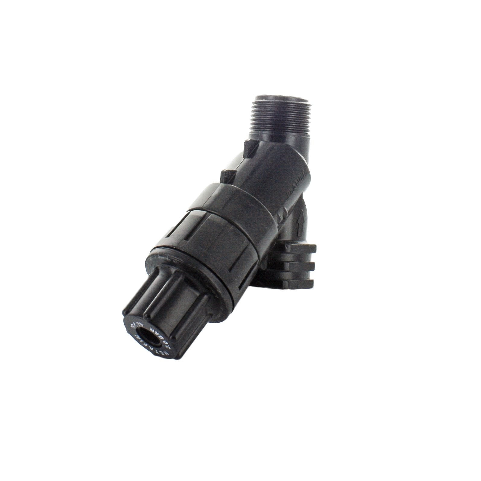 Assembly view of Netafim PRV075HF25V2K installed inline between fittings, showing orientation and connection points for quick servicing.
