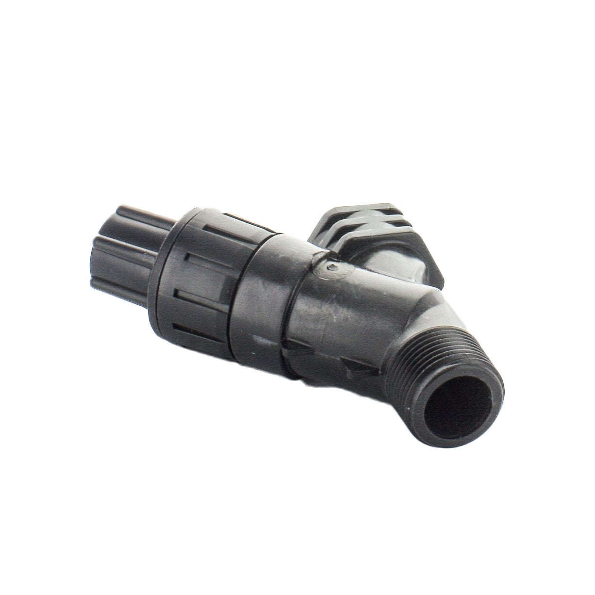 Close-up of the built-in pressure indicator and sealed regulating module on the Netafim PRV075HF25V2K high-flow pressure regulator.