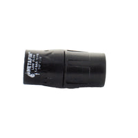 Side-angle view of Netafim 3/4 in low-flow 25 PSI regulator highlighting compact inline form, external FPT threaded connections and module area.