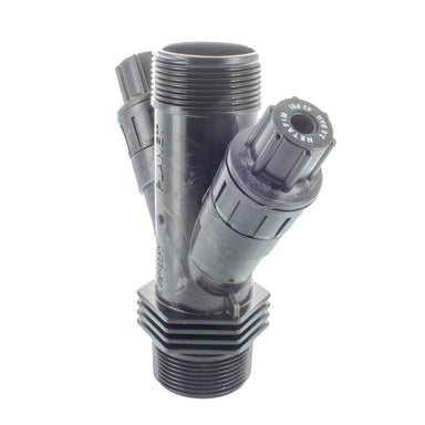 Side view of Netafim PRV15035V2K 1.5" regulator highlighting male threaded connection, sealed module housing, and durable plastic/brass construction for irrigation use.