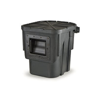 Atlantic Water Gardens PS3900 Oasis skimmer showing 6-inch Super Flow weir door, removable rock-style lid, and front filter access area.