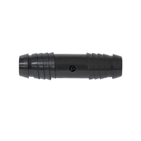Black Pro-Trade 1/2 in acetal spiral barb coupling with five-barb profile; pack of 10 for swing pipe and flexible poly tubing connections.