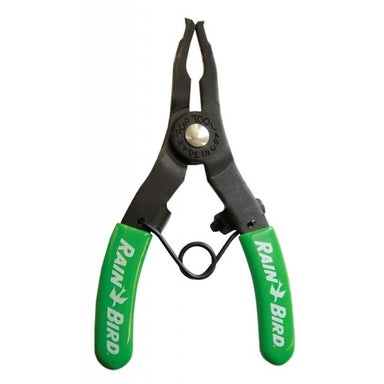 Rain Bird PTC-1 spray head pull-up tool with vinyl-coated handle and corrosion-resistant steel jaws, angled view.
