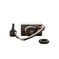 Side-angle image of FX PX-PC PotenzaX photocell in black, showing the sensor dome, integrated plug and compact design for landscape transformer use.