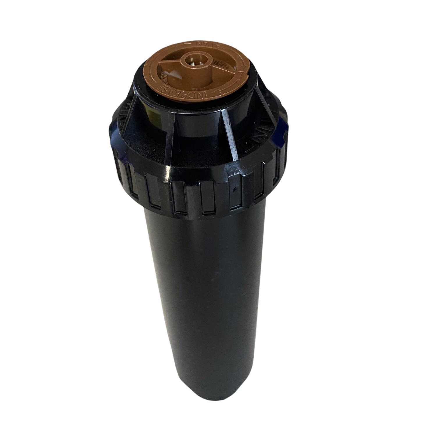 Side profile of the Uni-Spray US412 pop-up head illustrating riser, inlet connection area, and low-profile exposed cap.