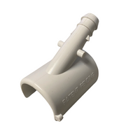 Angled close-up of the Dawn KSY-010 KwikSlip saddle highlighting the barb and spike features and the slip glue joint surface.