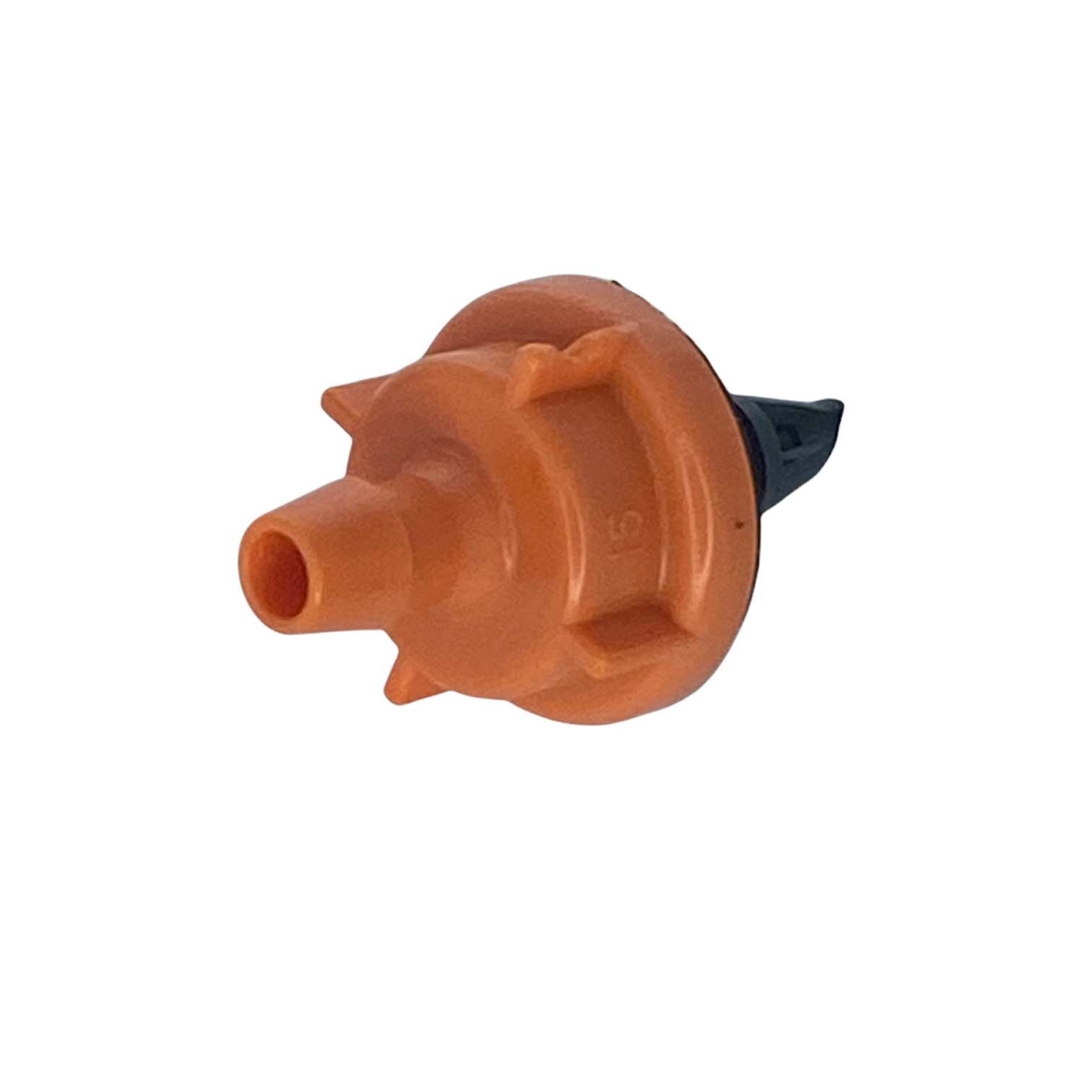 Rain Bird PC24 module image showing side profile, inlet connection options, and orange color coding used to identify the 24 GPH flow rate.