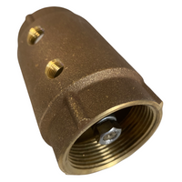 Side view of American Granby CVTNL1502BS check valve highlighting threaded end connections and dual service tap ports for testing.