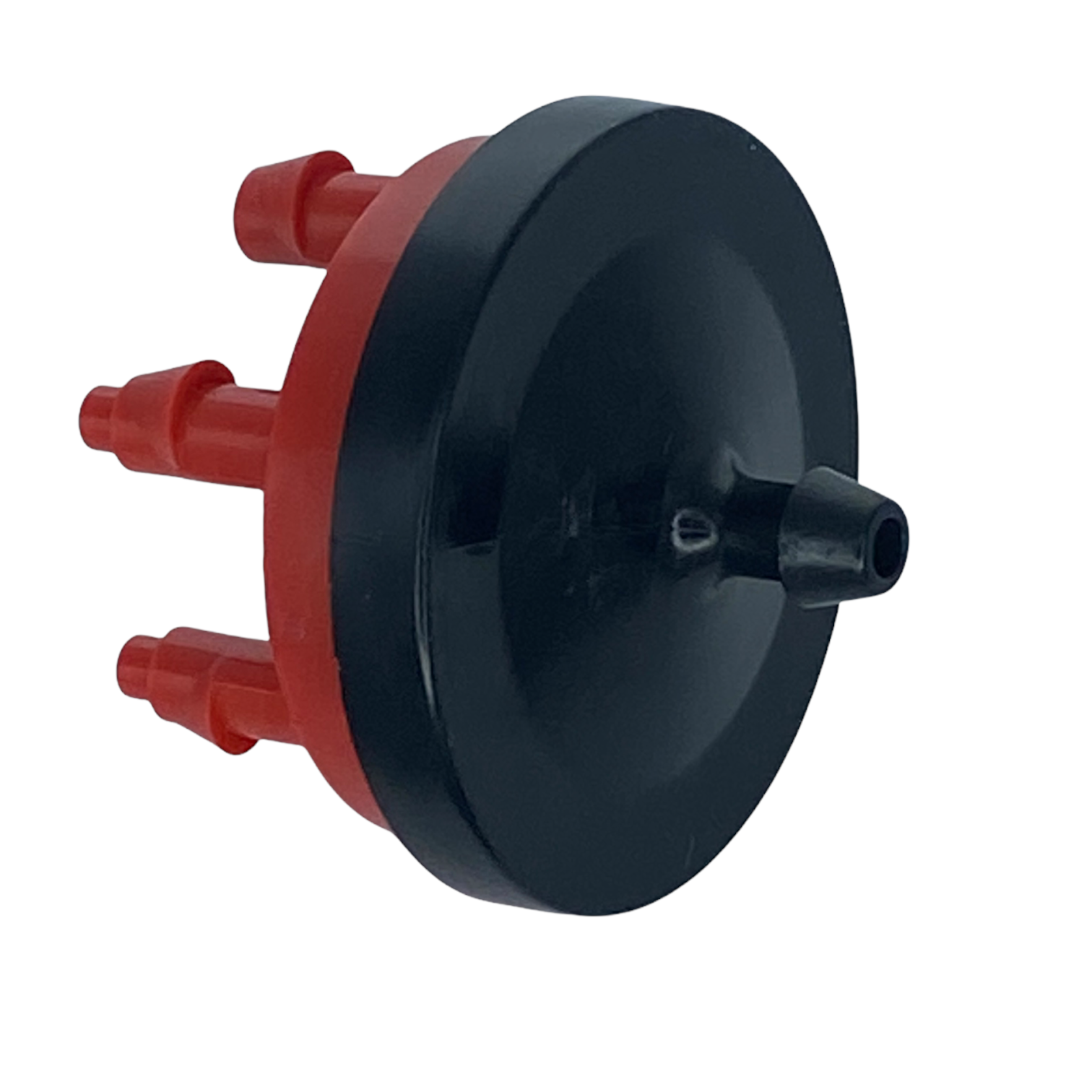 Side view of Rain Bird XB-20-6 Xeri-Bug emitter with visible barbed outlets and color-coded body for easy flow-rate identification