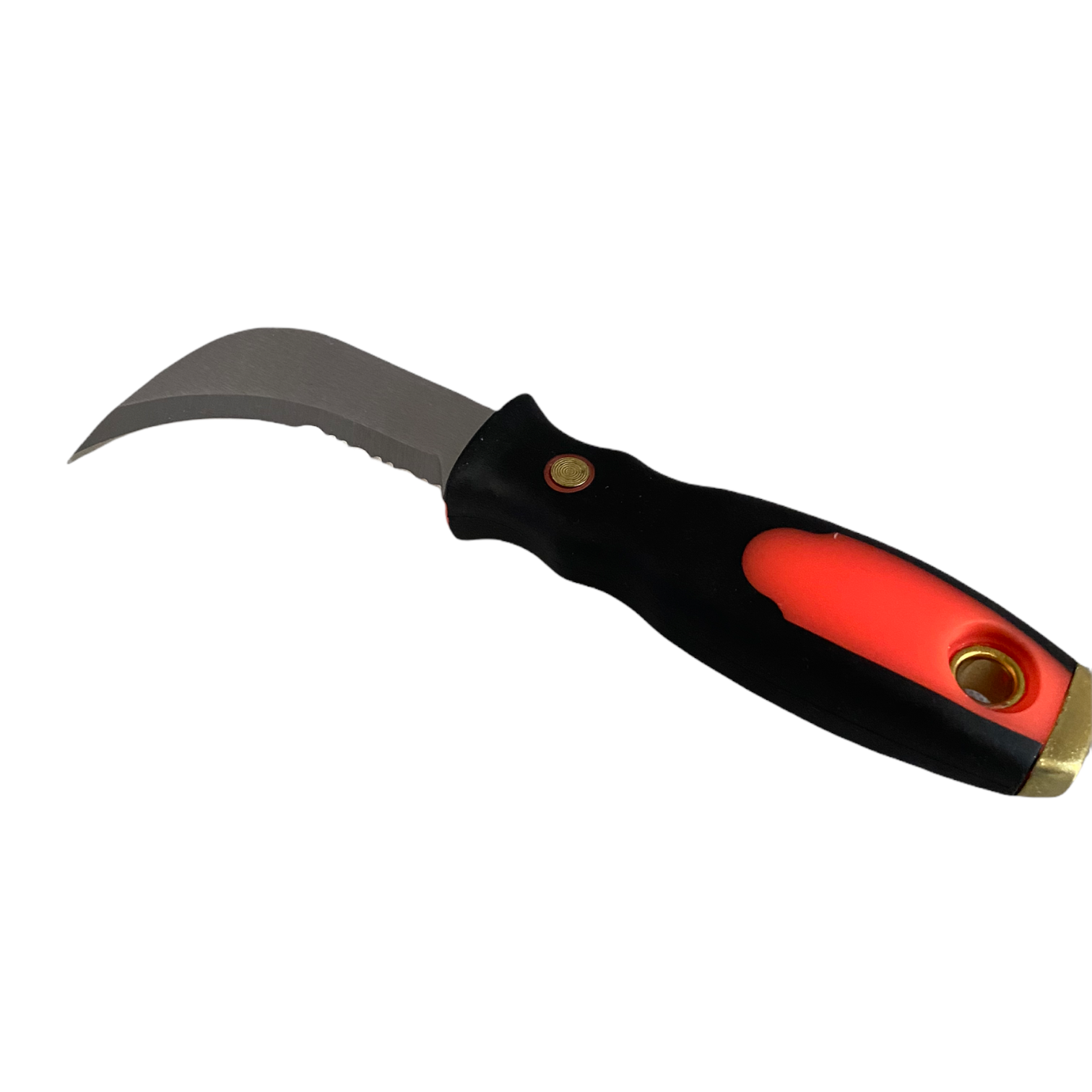 Dawn TK300 Turf Knife angled view showing cutlery-grade fixed hook serrated blade and textured non-slip handle.