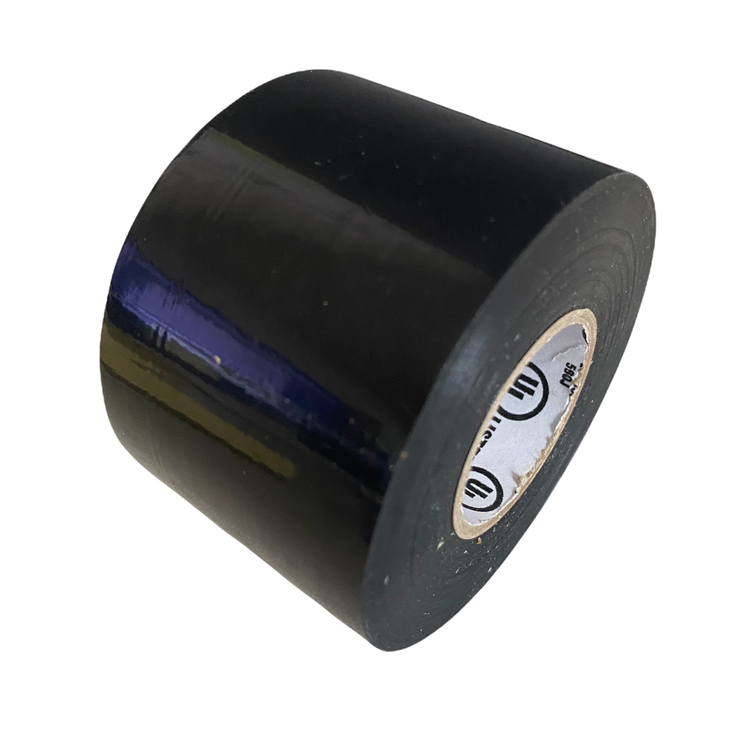 American Granby black 2 in x 60 ft all-weather vinyl electrical and pipe wrap tape on white background, front view.