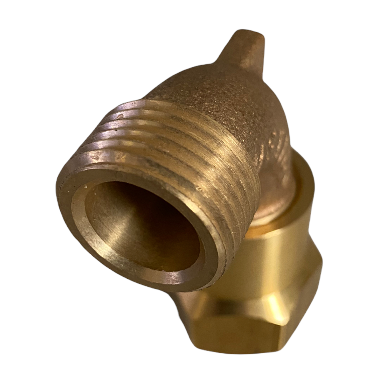 Angled detail of the SH1 hose swivel highlighting the rotation mechanism and secure threaded connections for quick-coupler valve keys.