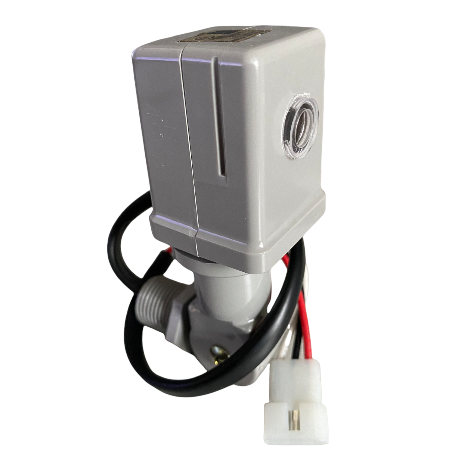 Close-up of SNPC2 snap-in photocell base showing the snap-fit mounting interface and cord entry for landscape transformer installation.