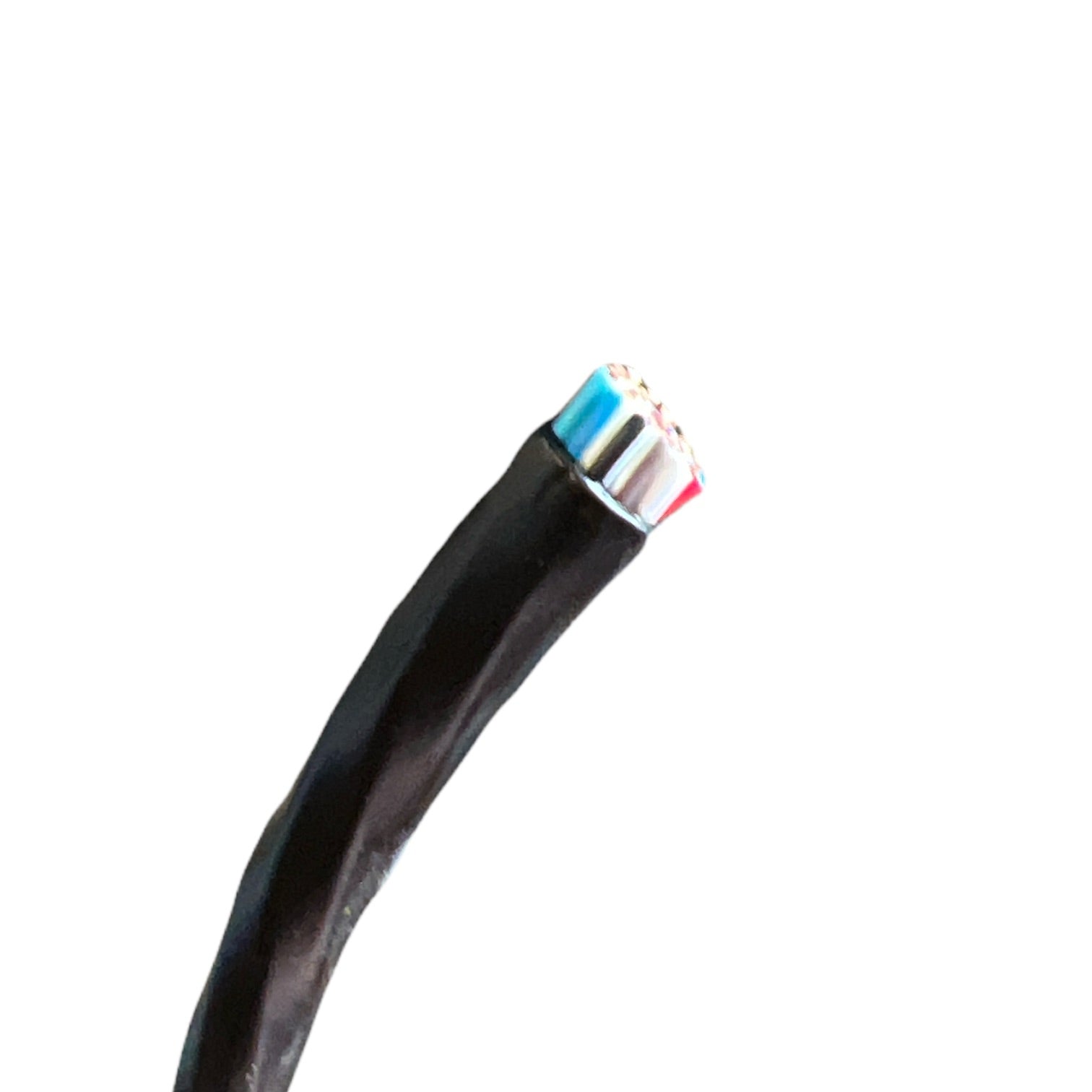 Side view of a 250-foot 18/10 irrigation wire roll with polyethylene jacket and exposed color-coded conductor ends for straightforward installation.