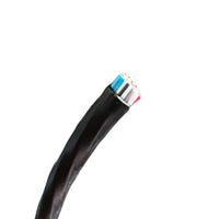 Close-up of the PE jacket and cut end revealing nine color-coded, PVC-insulated 18 AWG conductors.