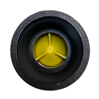 Side profile of Hunter PMR-30-MF regulator, medium-flow 30 psi preset, designed for inline installation with 1-inch female NPT fittings.