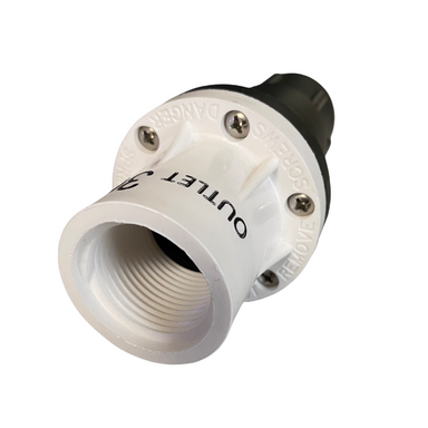 Angled view of Hunter PMR-30-MF 30 psi pressure regulator showing compact inline body and 1-inch female NPT connections for irrigation systems.
