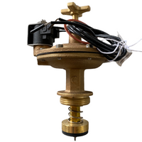 Front view of Superior Model 800 brass electric valve adapter showing top assembly and actuator connection in brass finish.