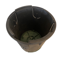 Side view of Rain Bird VB7RND valve box highlighting pre-molded pipe knock-outs and wide flange base for stability when buried.
