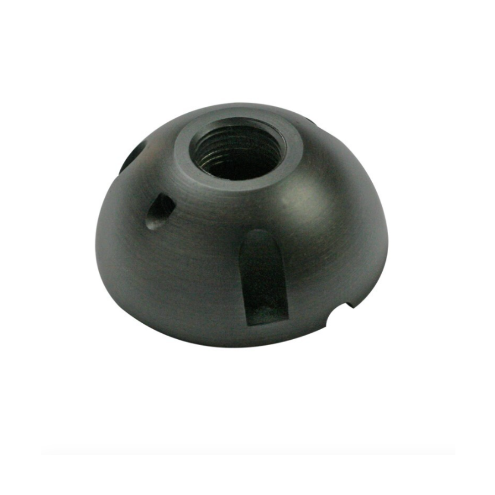 Pro-Trade RM1 round mount base in cast brass, top view showing mounting flange and wiring access.