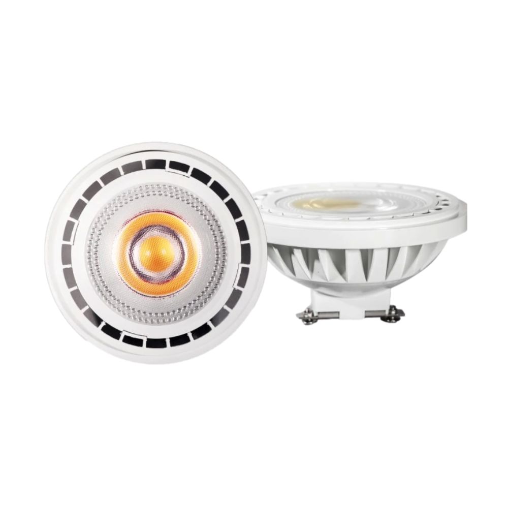 Pro-Trade PAR36 LED lamp shown front and side, warm 2700K finish, 40° beam profile and COB emitter